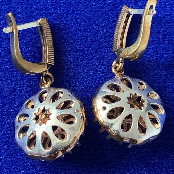 Antique Style Midnight Blue Spinel Topaz Earrings - Picture 3 of 8